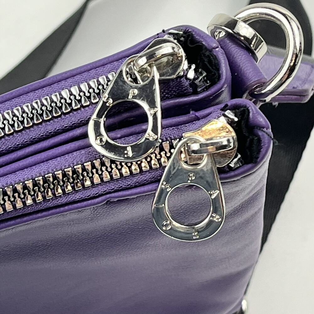 Parfois Womens Crossbody Bag Purse Purple Plum Double Zip Adjustable Strap - Picture 6 of 15